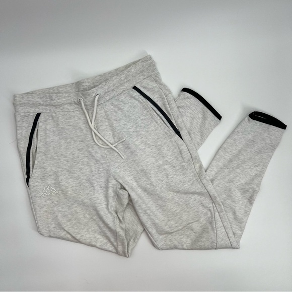 Kappa Sweatpants Grey Size Large Tapered Leg Pockets Streetwear - Picture 1 of 10